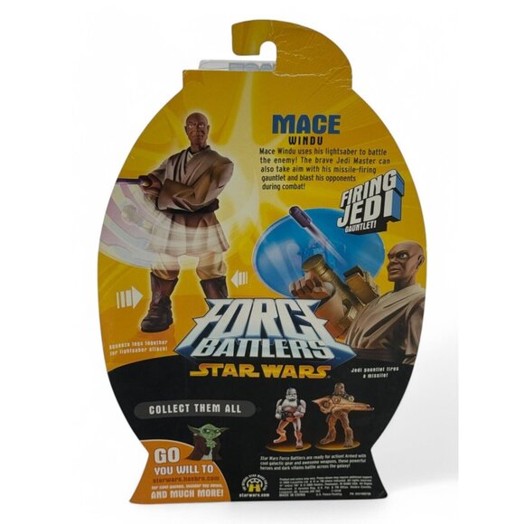 Star Wars Force Battlers Mace Windu Action Figure W/ Firing Jedi Gauntlet Ages 4 - Picture 4 of 6